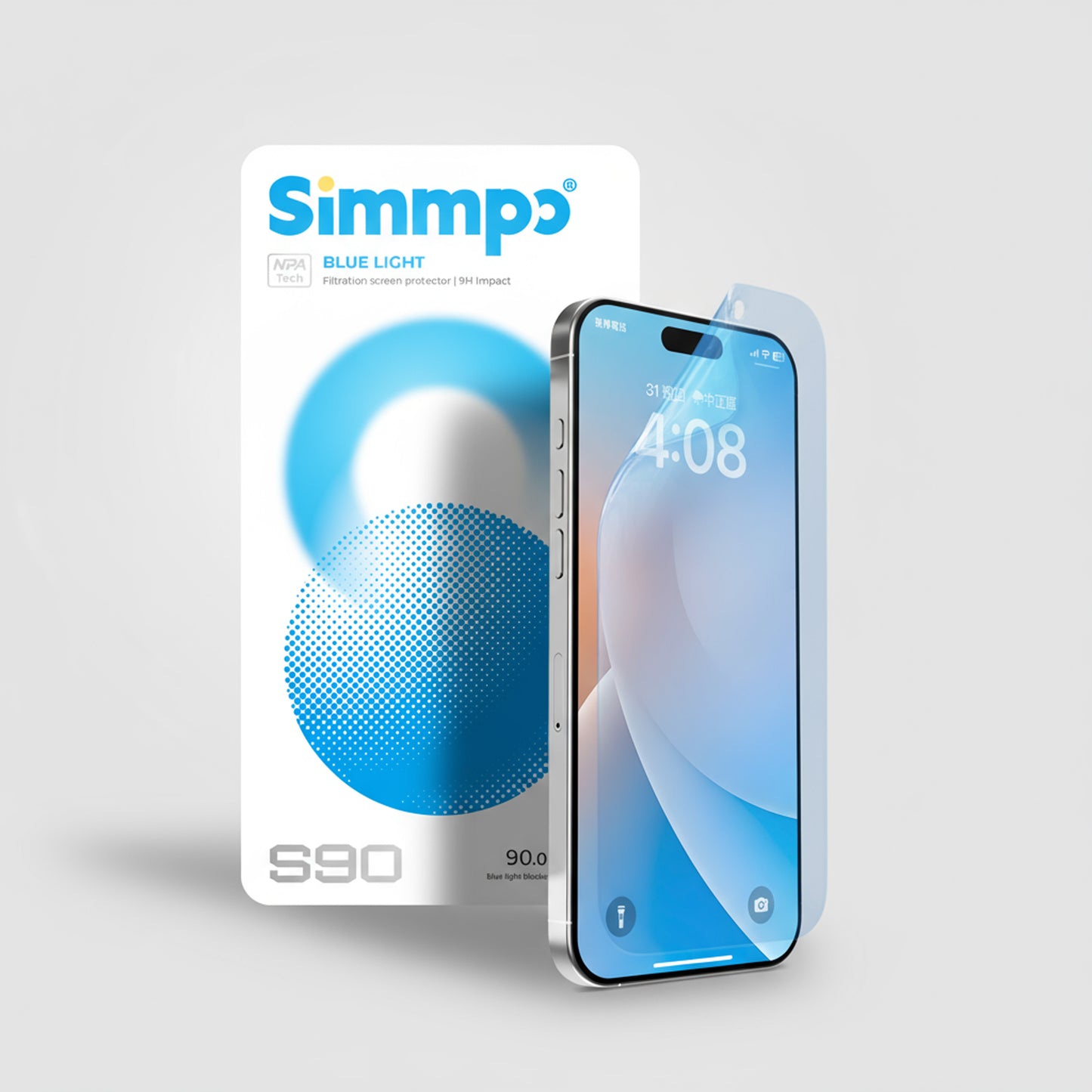 Simmpo S-90 – Stoßfeste Schutzfolie mit Blaulichtfilter